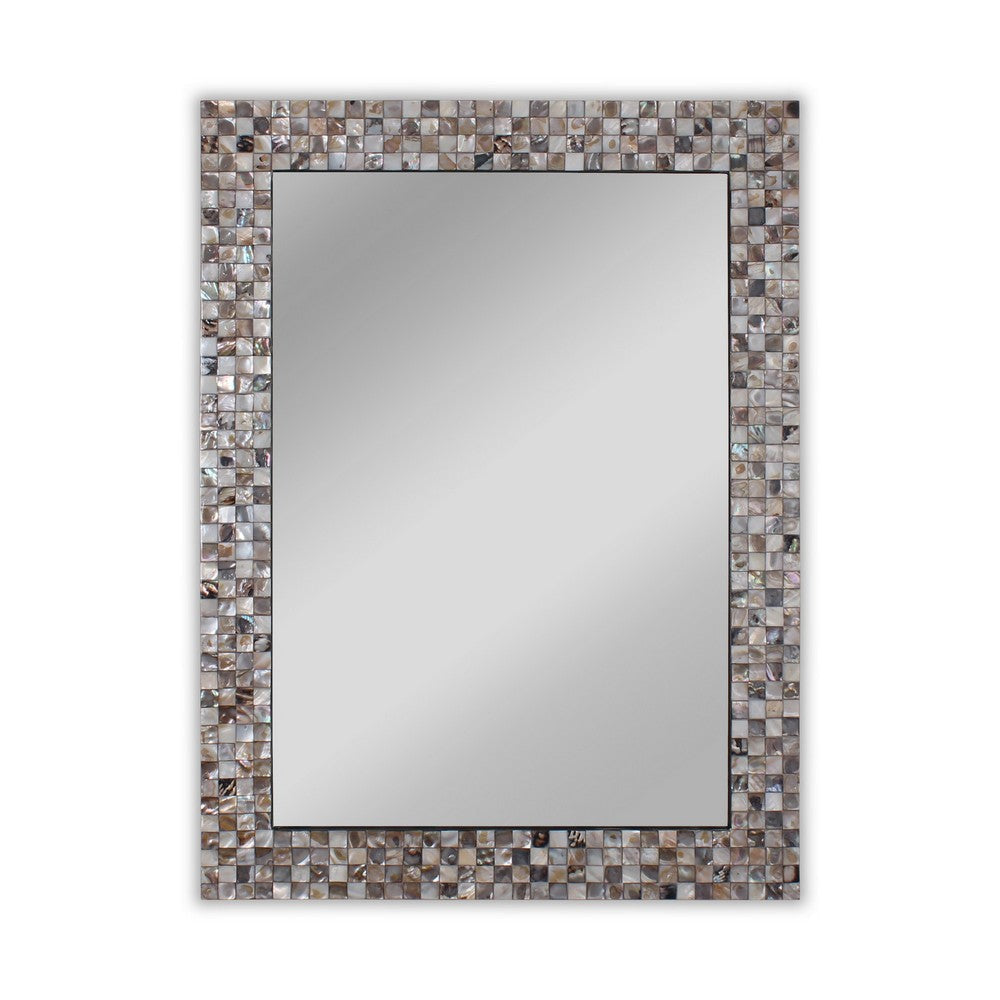 Reflection Verical/Horizontal Hanging Seashell Finish Rectangle Framed Wall Mirror 32" Height