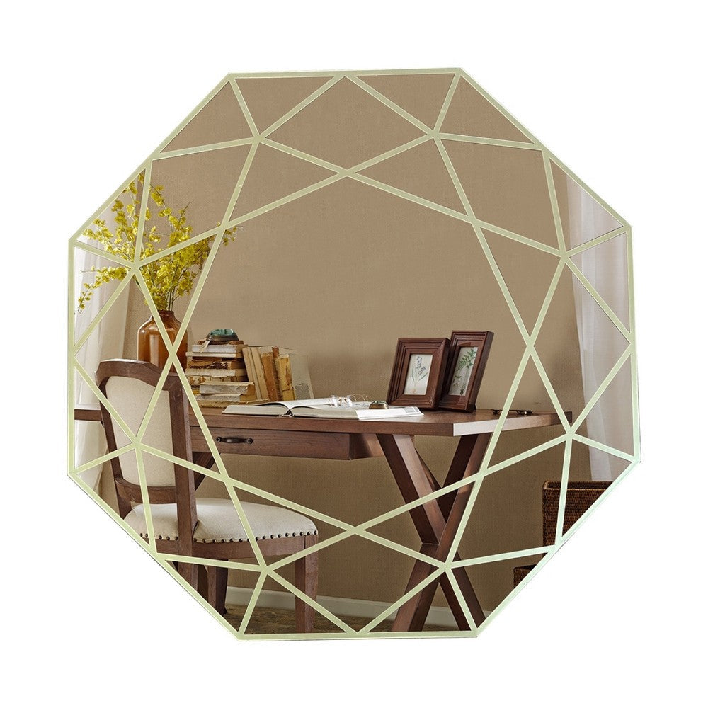 CHLOE’s Reflection Contemporary-Style Octagon Golden Finish Wall Mirror 30’’ Tall CHL-CH8M303GD30-OCT