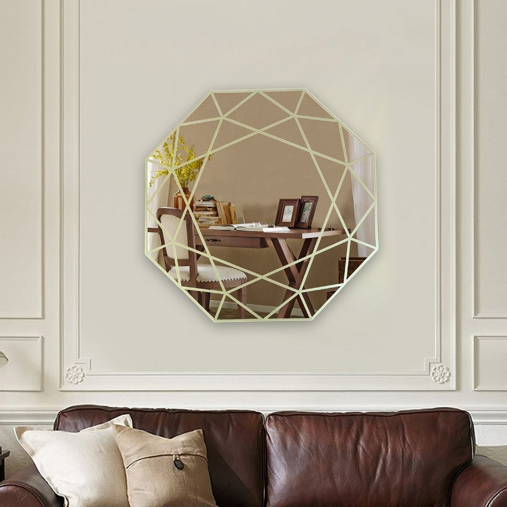 CHLOE’s Reflection Contemporary-Style Octagon Golden Finish Wall Mirror 30’’ Tall CHL-CH8M303GD30-OCT