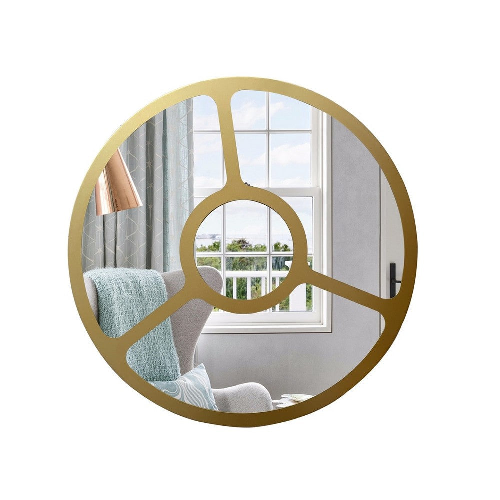 CHLOE’s Reflection Contemporary-Style Round Golden Finish Wall Mirror 30’’ Tall CHL-CH8M304GD30-RND