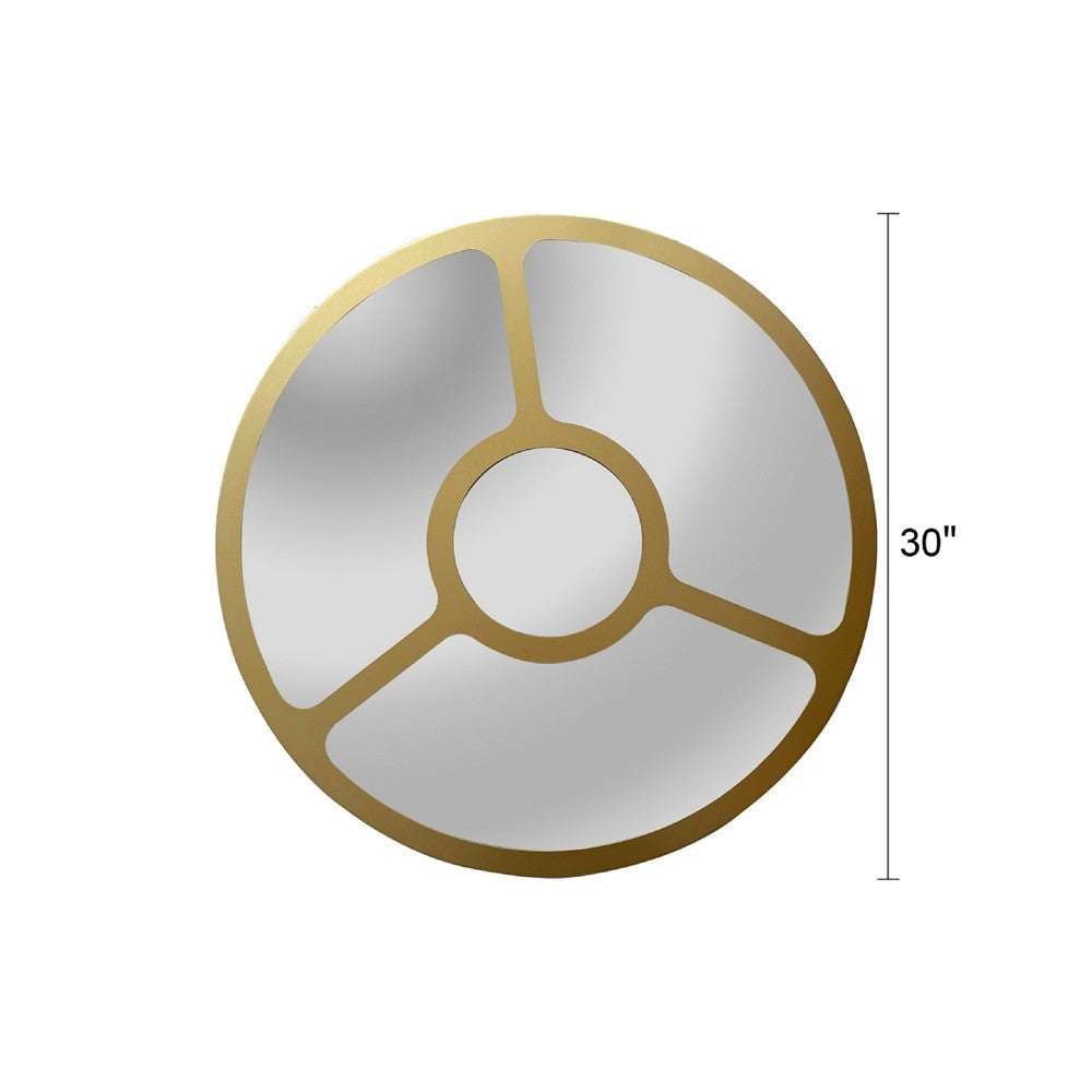 CHLOE’s Reflection Contemporary-Style Round Golden Finish Wall Mirror 30’’ Tall CHL-CH8M304GD30-RND