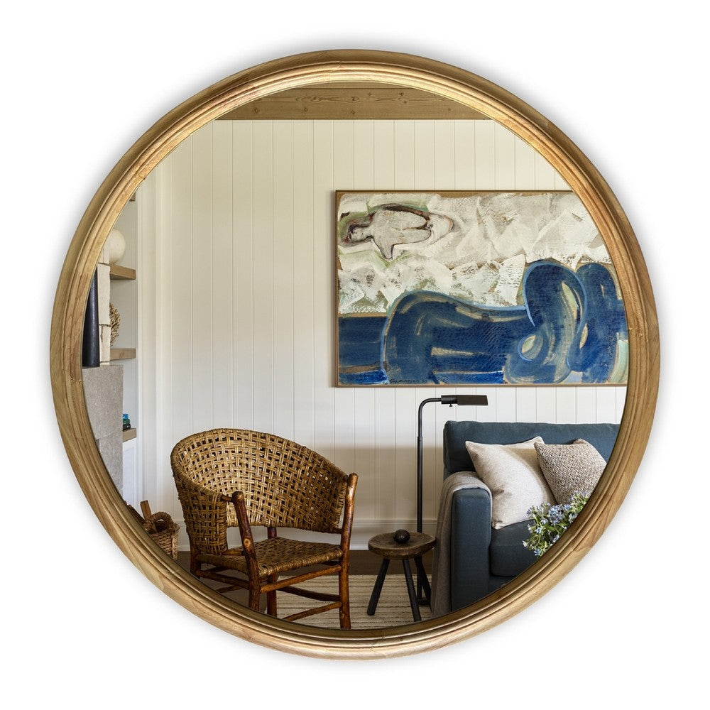 CHLOE’s Reflection Contemporary Maple Wood Finish Round Framed Wall Mirror 36’’ Width CHL-CH8M801NO36-RND
