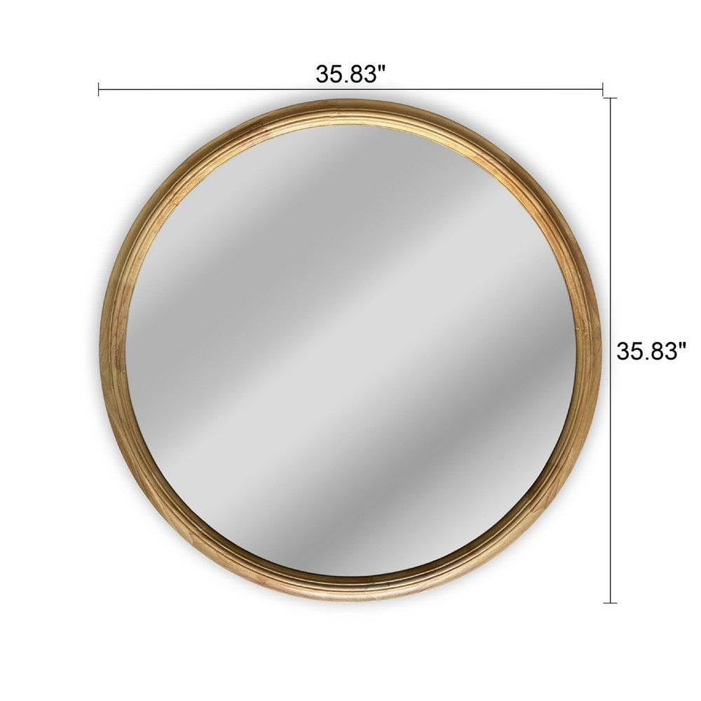 CHLOE’s Reflection Contemporary Maple Wood Finish Round Framed Wall Mirror 36’’ Width CHL-CH8M801NO36-RND