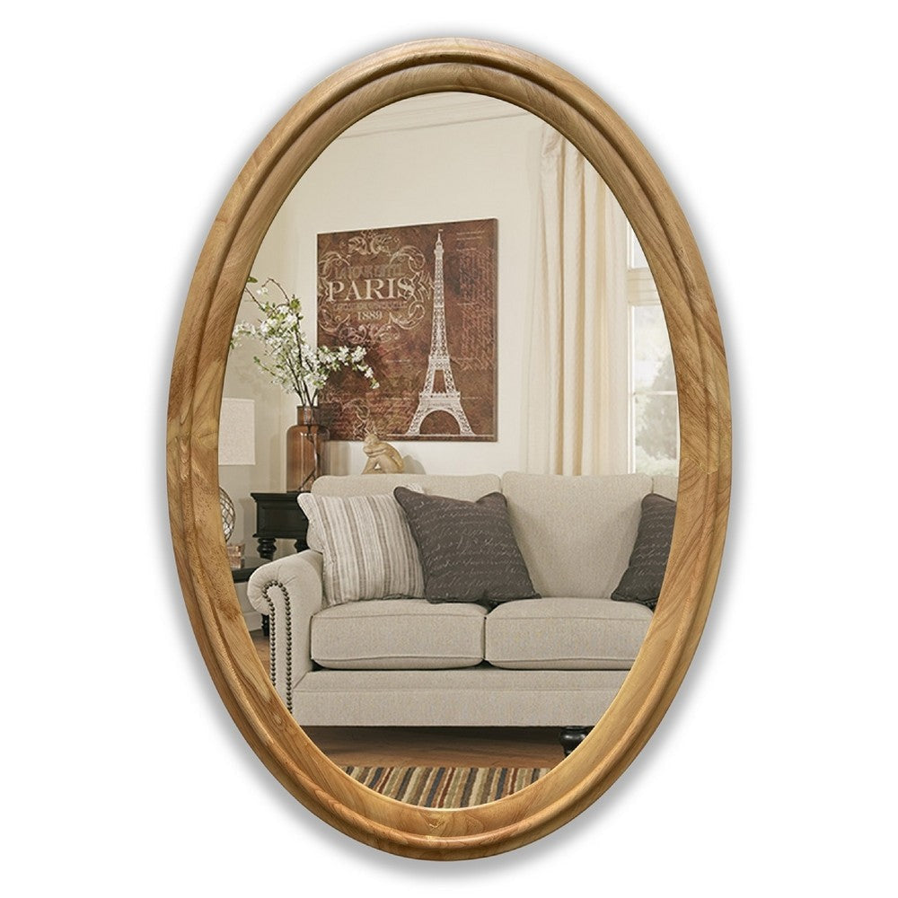 CHLOE’s Reflection Contemporary Maple Wood Finish Oval Framed Wall Mirror 34’’ Height CHL-CH8M802NO34-VOV