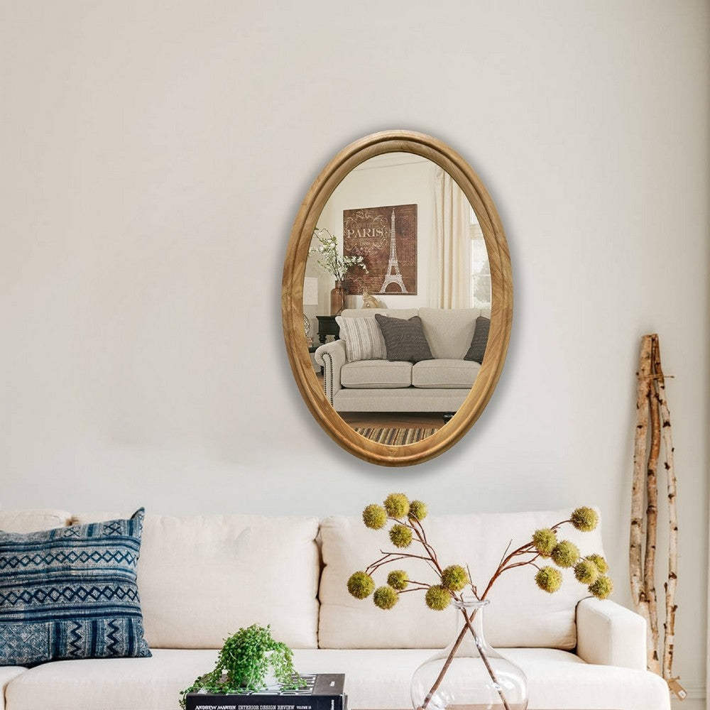 CHLOE’s Reflection Contemporary Maple Wood Finish Oval Framed Wall Mirror 34’’ Height CHL-CH8M802NO34-VOV