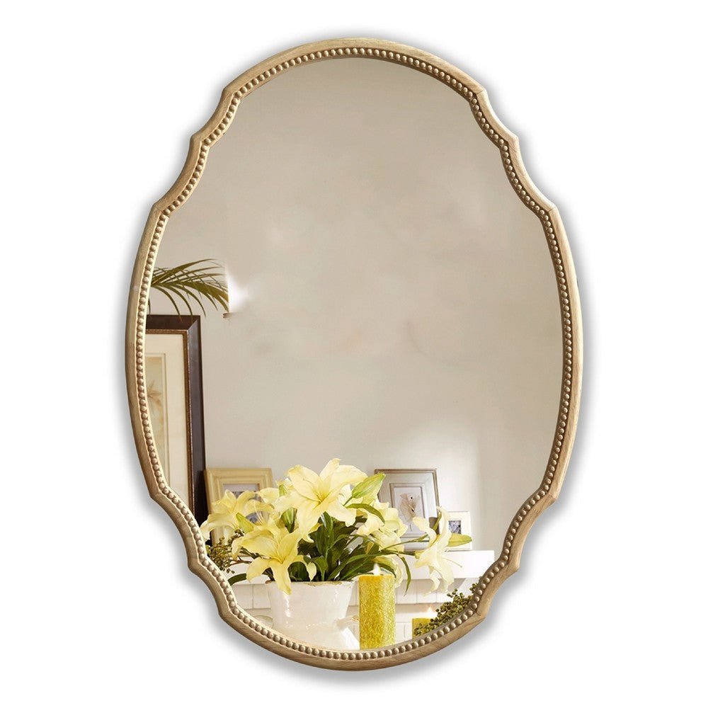 CHLOE’s Reflection Contemporary Maple Wood Finish Oval Framed Wall Mirror 36’’ Height CHL-CH8M803NO36-VOV
