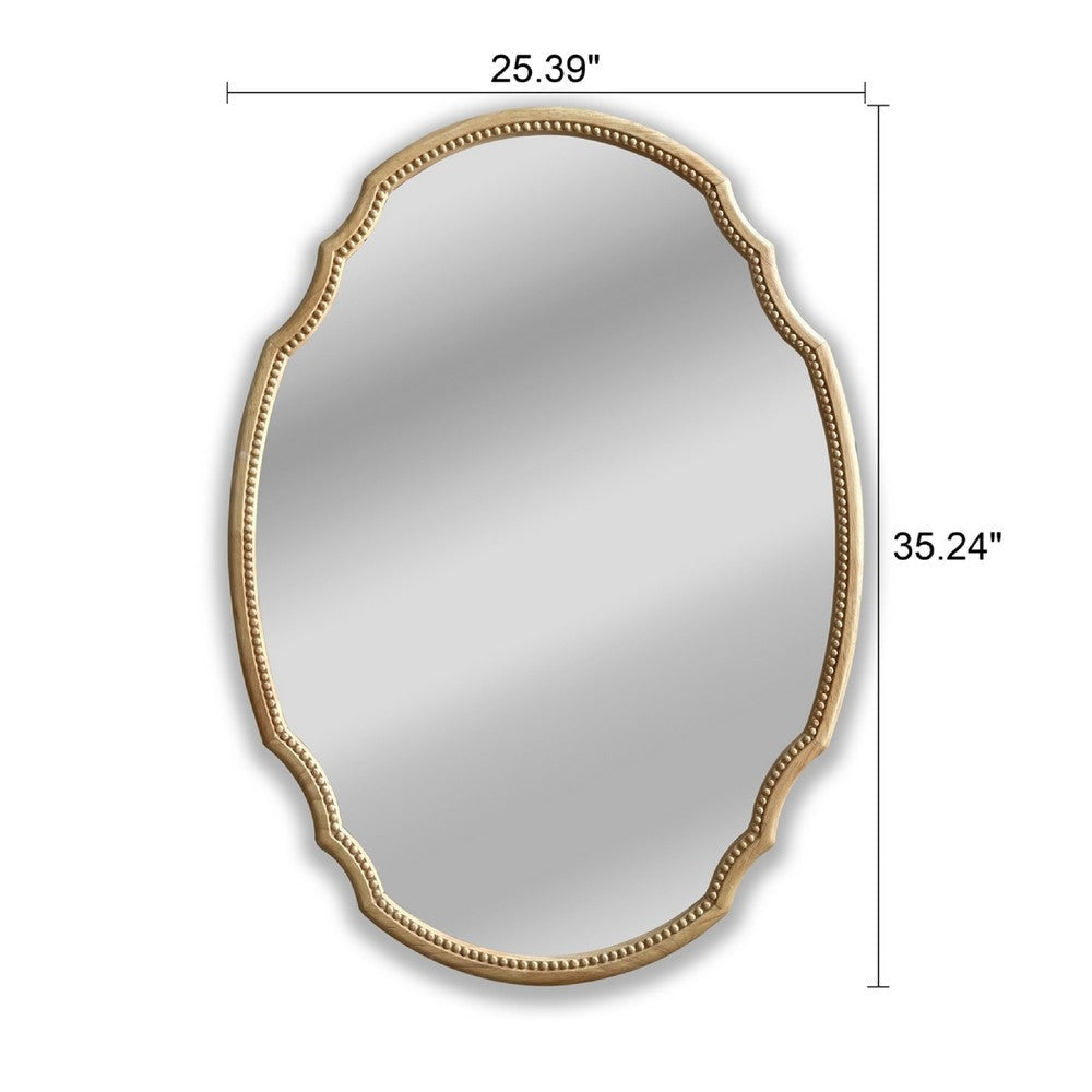 CHLOE’s Reflection Contemporary Maple Wood Finish Oval Framed Wall Mirror 36’’ Height CHL-CH8M803NO36-VOV