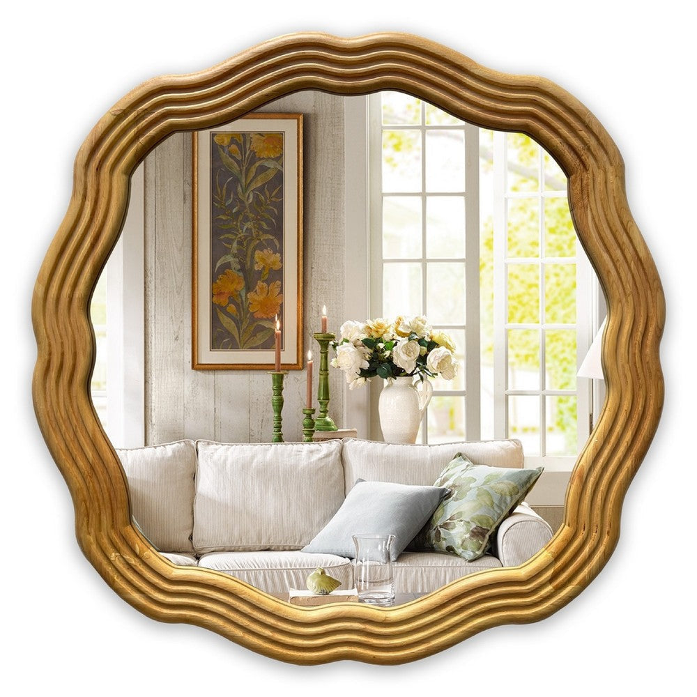 CHLOE’s Reflection Contemporary Maple Wood Finish Round Framed Wall Mirror 33’’ Width CHL-CH8M805NO33-RND