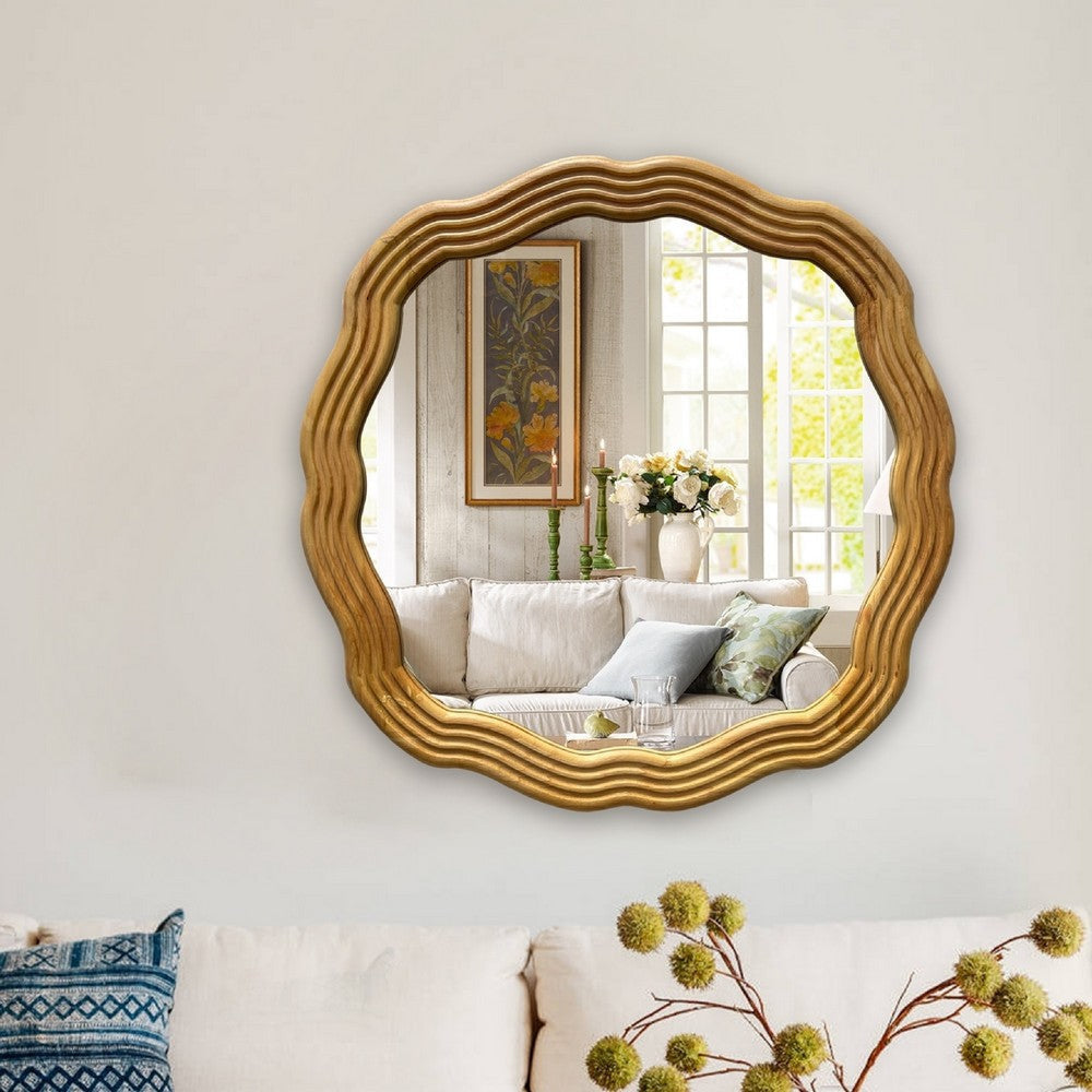 CHLOE’s Reflection Contemporary Maple Wood Finish Round Framed Wall Mirror 33’’ Width CHL-CH8M805NO33-RND
