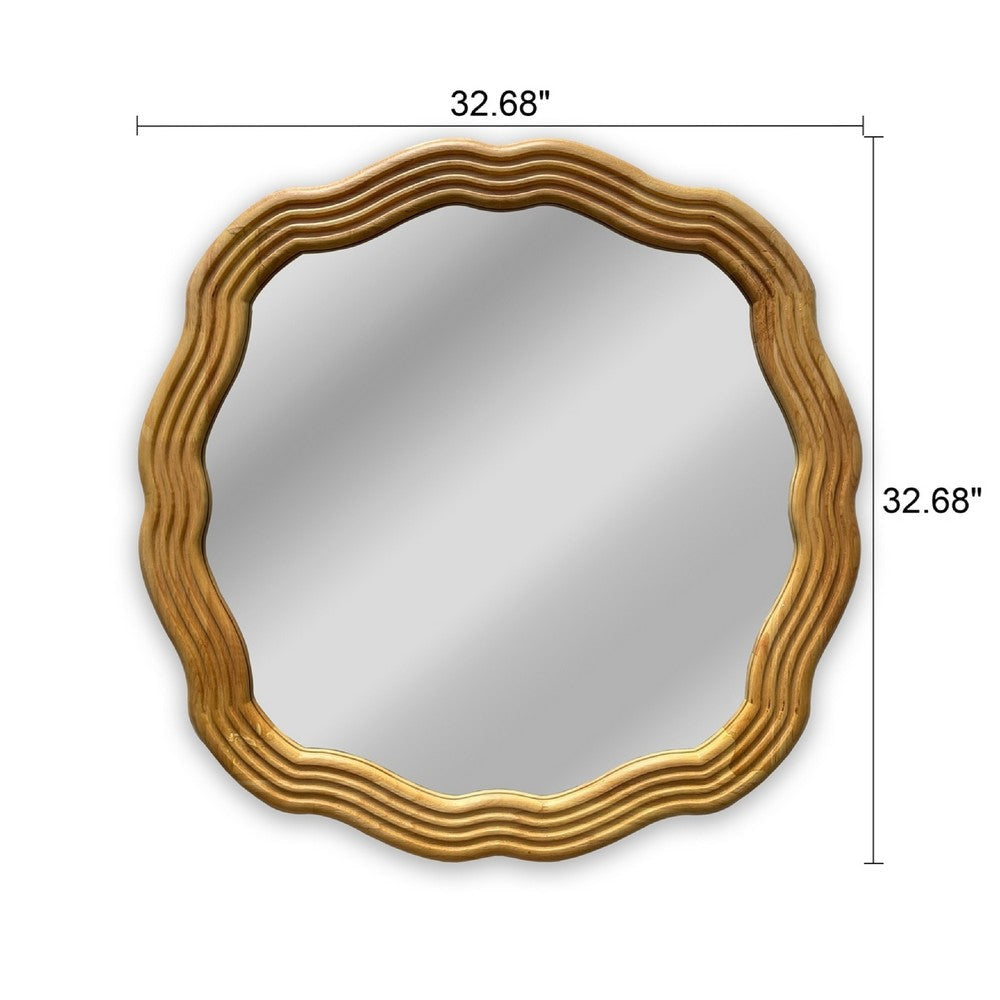 CHLOE’s Reflection Contemporary Maple Wood Finish Round Framed Wall Mirror 33’’ Width CHL-CH8M805NO33-RND