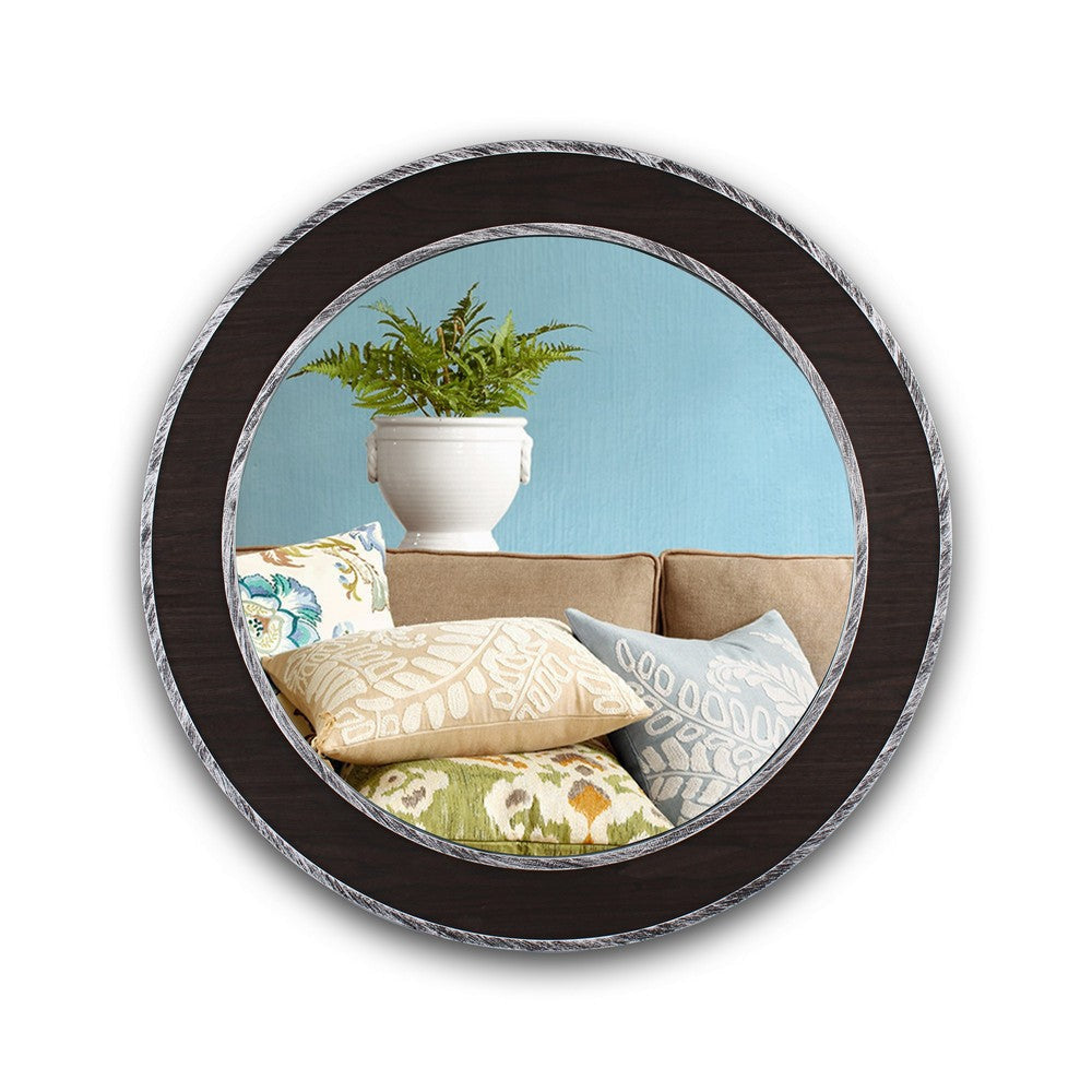 Chloe’S Reflection Vertical Hanging Black-Wood Finish Circle Framed Wall Mirror 30’’ Height CHL-CH8M807BW30-RND