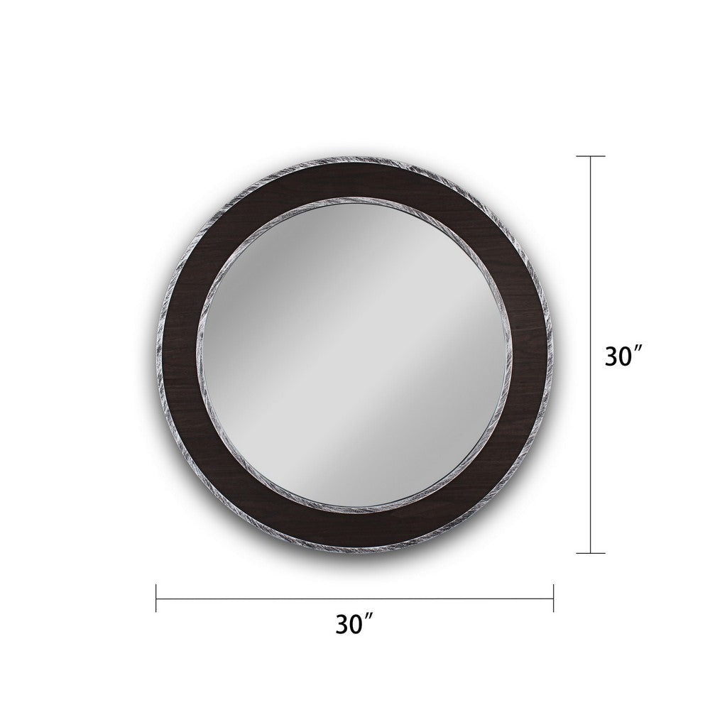 Chloe’S Reflection Vertical Hanging Black-Wood Finish Circle Framed Wall Mirror 30’’ Height CHL-CH8M807BW30-RND