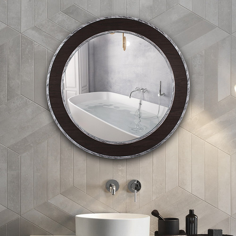 Chloe’S Reflection Vertical Hanging Black-Wood Finish Circle Framed Wall Mirror 30’’ Height CHL-CH8M807BW30-RND