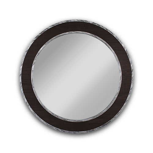 Chloe'S Reflection Vertical Hanging Black-Wood Finish Circle Framed Wall Mirror 30" Height