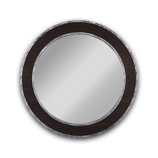 Chloe'S Reflection Vertical Hanging Black-Wood Finish Circle Framed Wall Mirror 30" Height