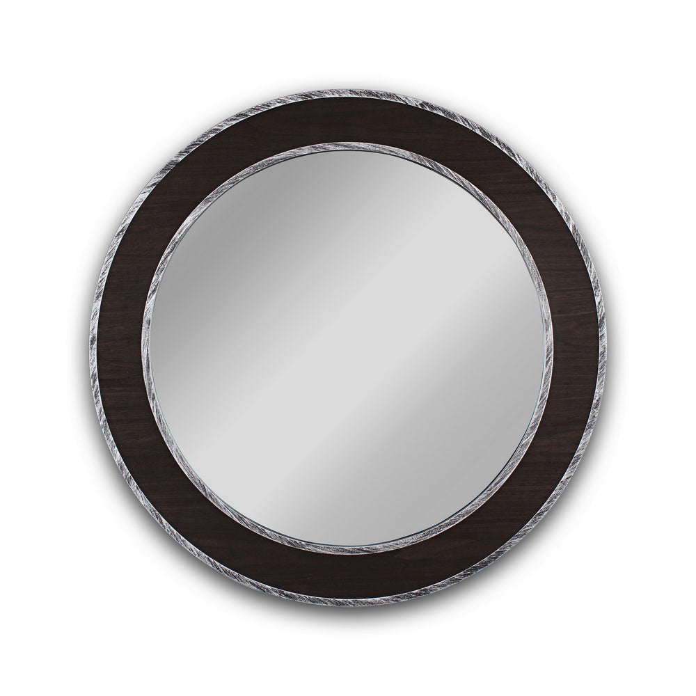 Chloe'S Reflection Vertical Hanging Black-Wood Finish Circle Framed Wall Mirror 30" Height