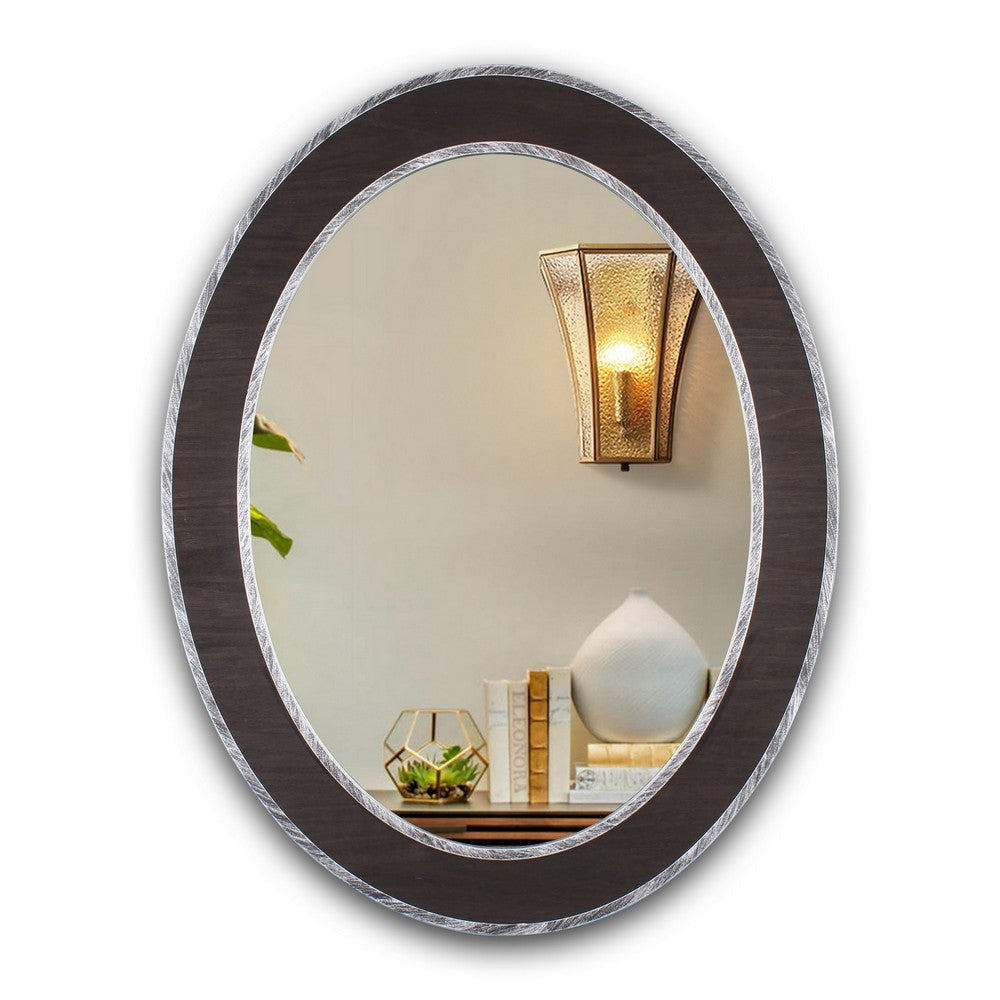 Chloe’S Reflection Vertical Hanging Black-Wood Finish Oval Framed Wall Mirror 35’’ Height CHL-CH8M808BW35-VOV