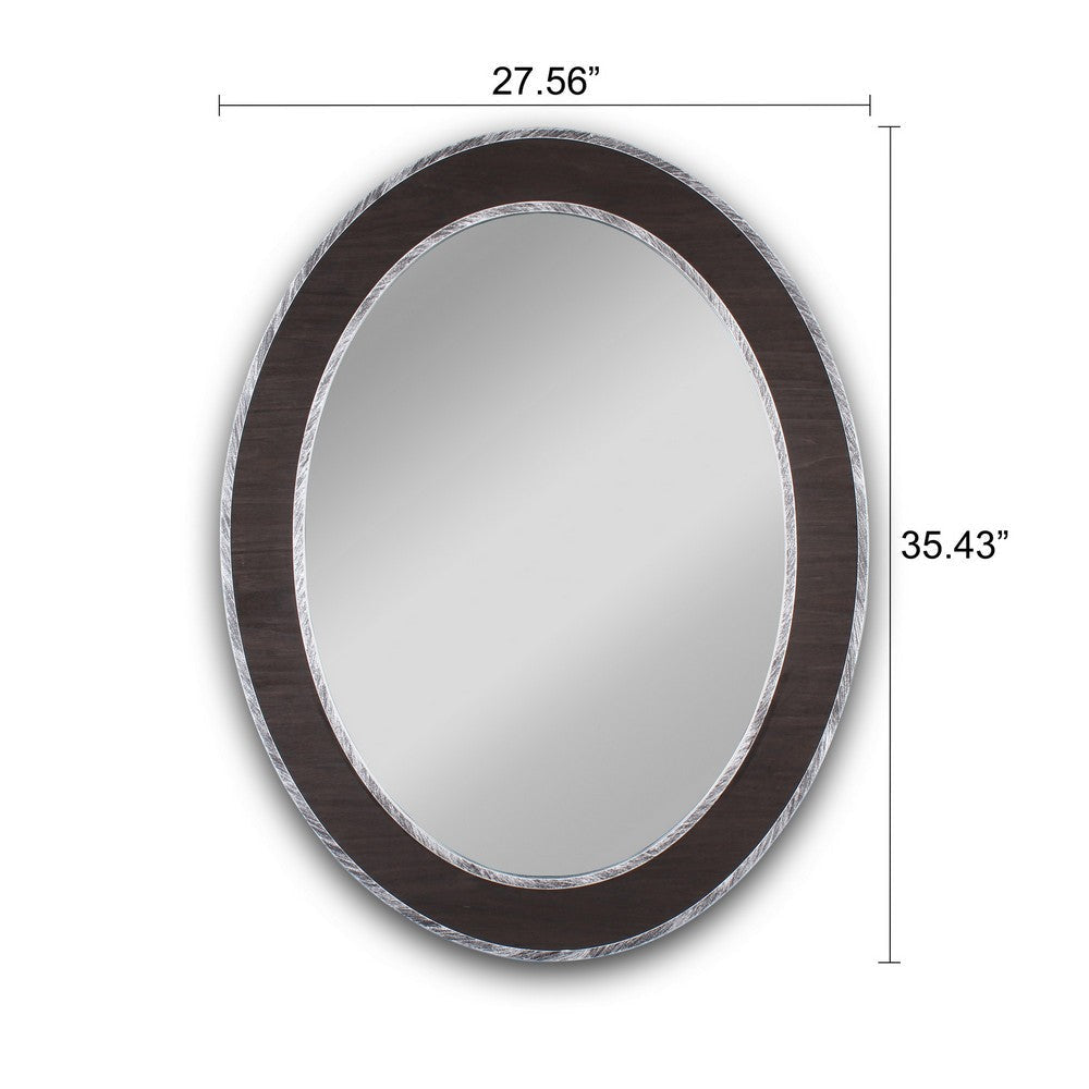 Chloe’S Reflection Vertical Hanging Black-Wood Finish Oval Framed Wall Mirror 35’’ Height CHL-CH8M808BW35-VOV