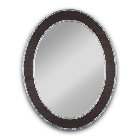 Chloe'S Reflection Vertical Hanging Black-Wood Finish Oval Framed Wall Mirror 35" Height