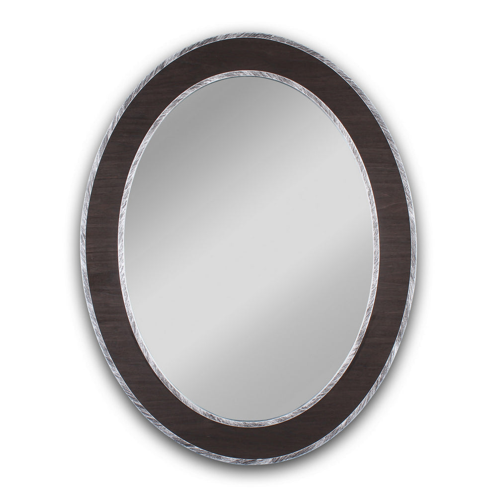 Chloe'S Reflection Vertical Hanging Black-Wood Finish Oval Framed Wall Mirror 35" Height