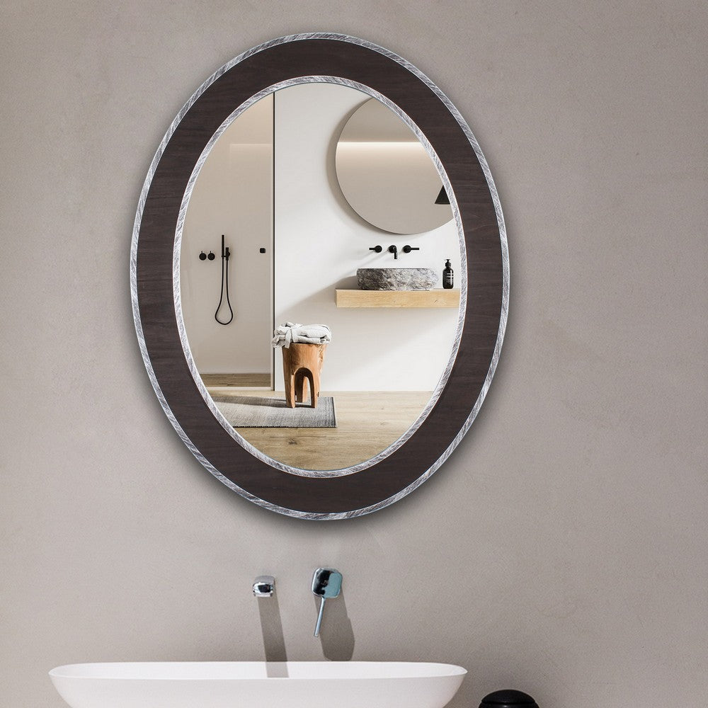 Chloe’S Reflection Vertical Hanging Black-Wood Finish Oval Framed Wall Mirror 35’’ Height CHL-CH8M808BW35-VOV