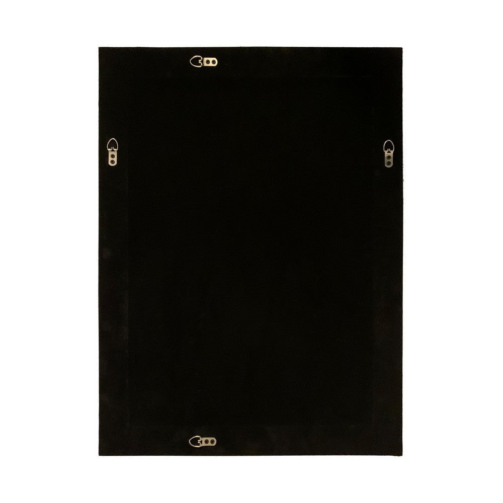 Reflection Vertical Hanging Wood & Iron Silver/Black Finish Rectangle Framed Wall Mirror 35’’ Height CHL-CH8M809BW35-VRT