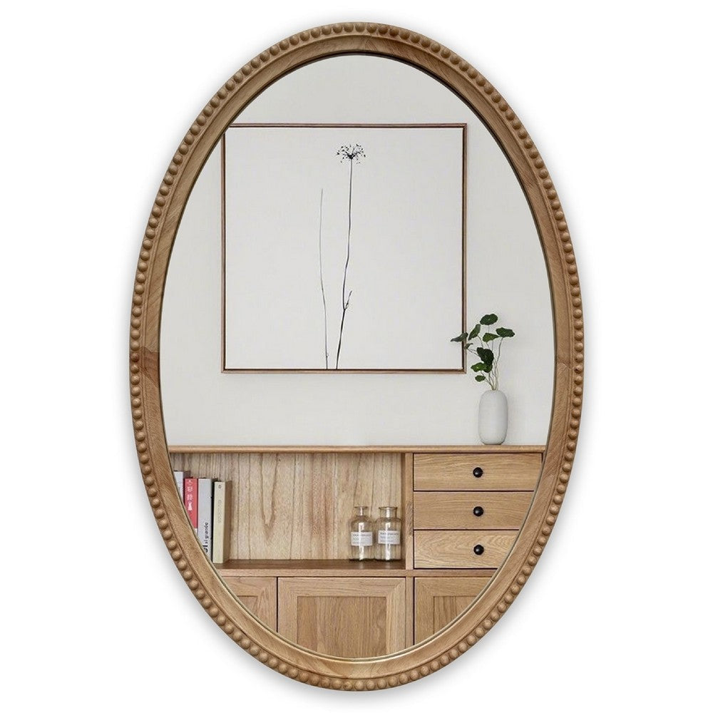 CHLOE’s Reflection Contemporary Maple Wood Finish Oval Textured Framed Wall Mirror 32’’ Height CHL-CH8M811MW32-VOV