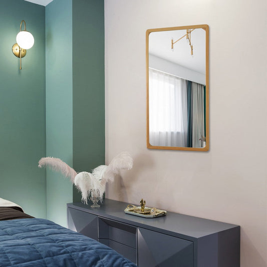 Reflection Maple Finish Rectangular Framed Wall Mirror 37" Height