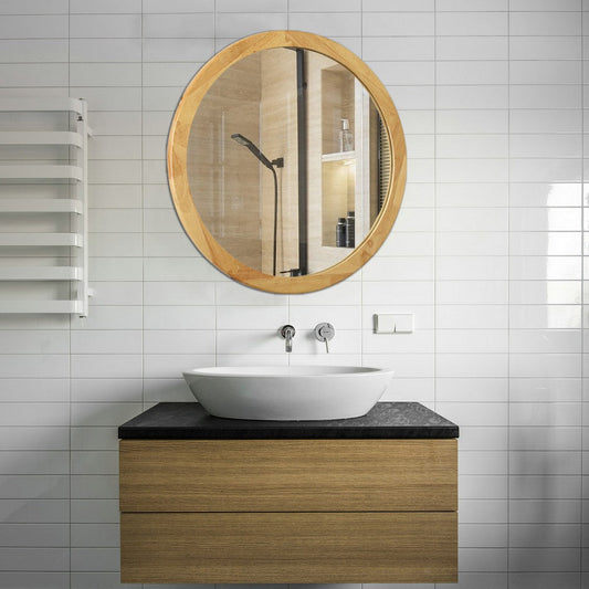 Reflection Maple Finish Framed Wall Mirror 28" Height