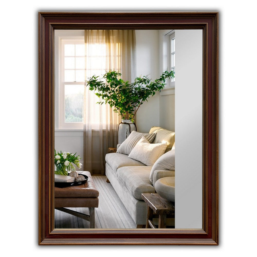 Reflection Vertical Hanging Wood Black/Golden Finish Rectangle Framed Wall Mirror 35’’ Height CHL-CH8M834BG35-VRT