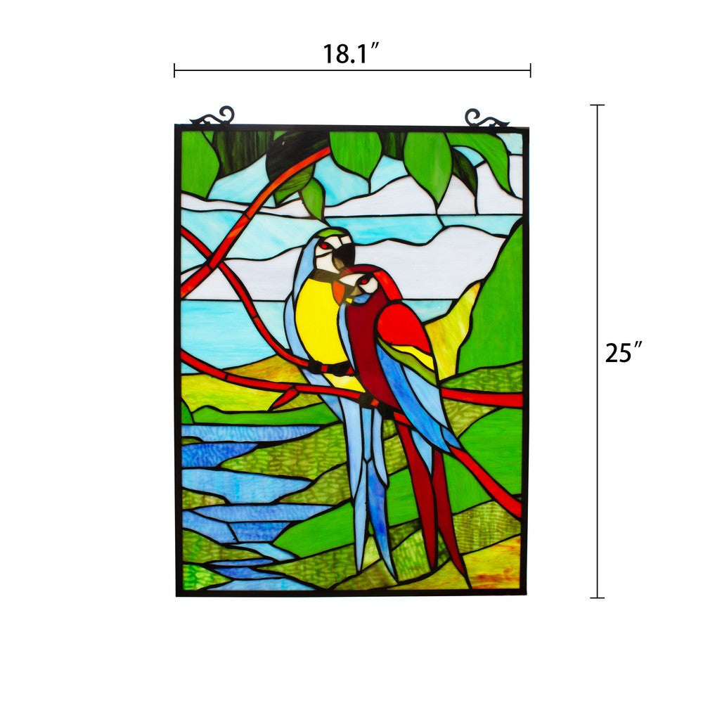 Copper Window Panel with Love Birds Design Multicolor CHL-CH8P001BA24-VRT