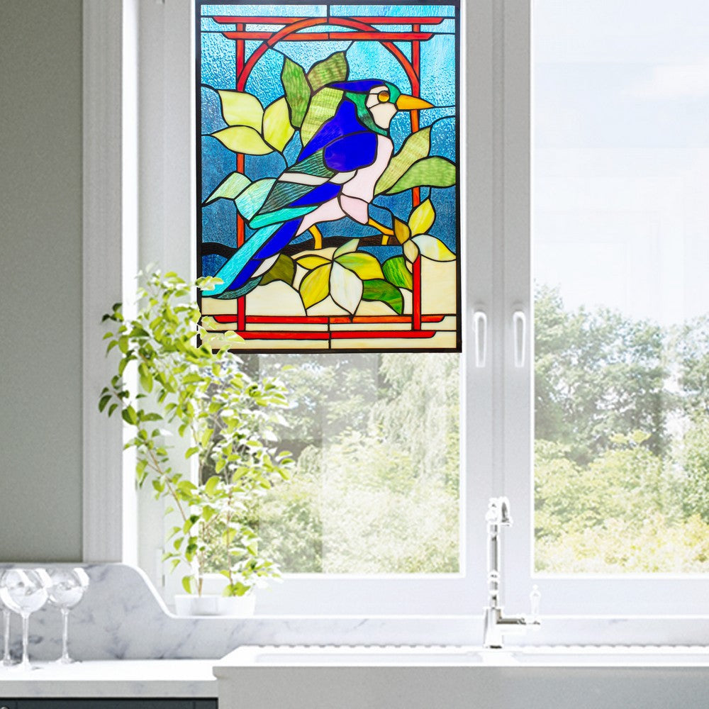 Lighting BLUEJAY Tiffany-style Animal Window Panel 24’’ Height CHL-CH8P002BA24-VRT