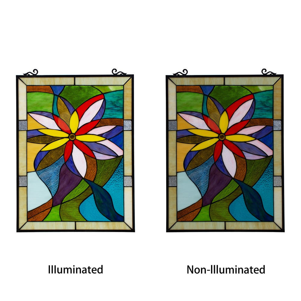 Lighting COLORFUL DAISY Tiffany-style Floral Window Panel 24’’ Height CHL-CH8P003YF24-VRT