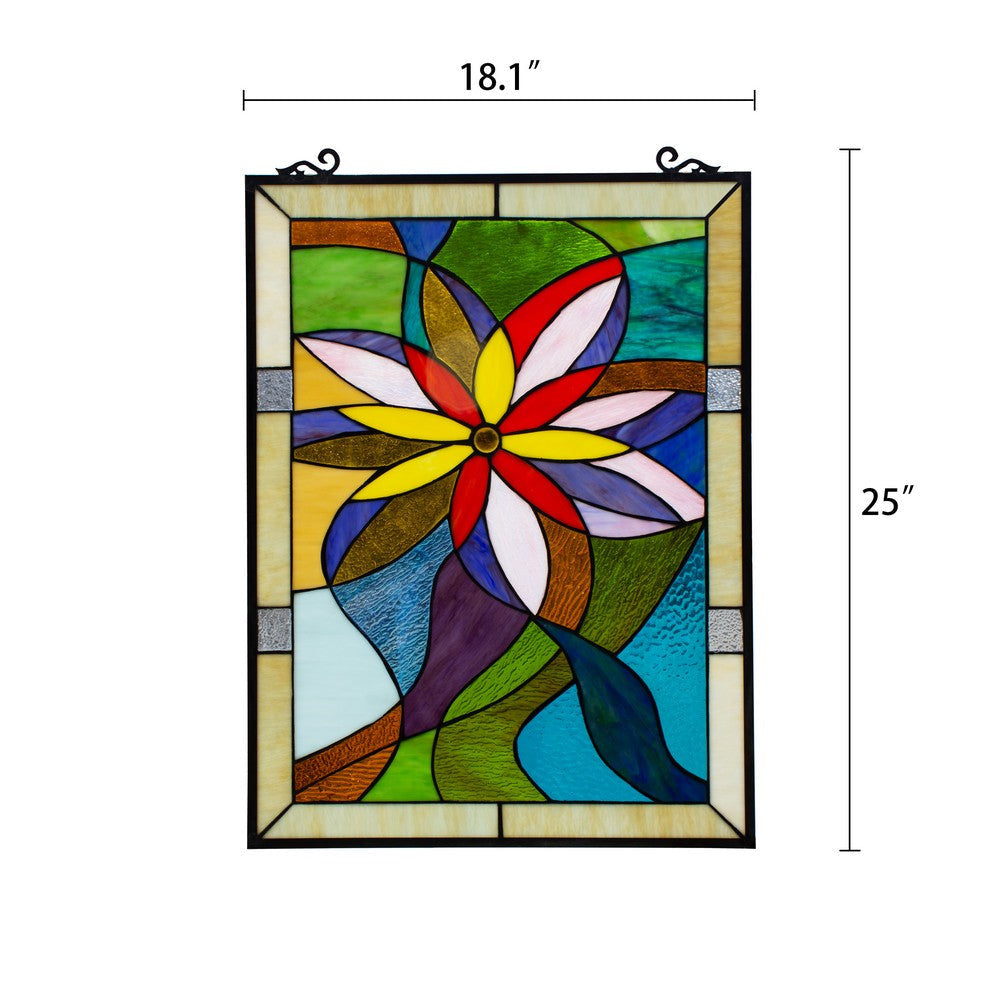 Lighting COLORFUL DAISY Tiffany-style Floral Window Panel 24’’ Height CHL-CH8P003YF24-VRT