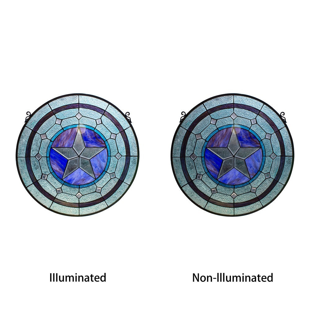 Lighting LONESTAR Tiffany-style Round Window Panel 24’’ Height CHL-CH8P004BG24-RND