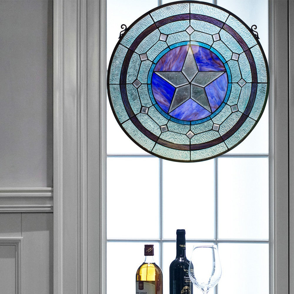 Lighting LONESTAR Tiffany-style Round Window Panel 24’’ Height CHL-CH8P004BG24-RND