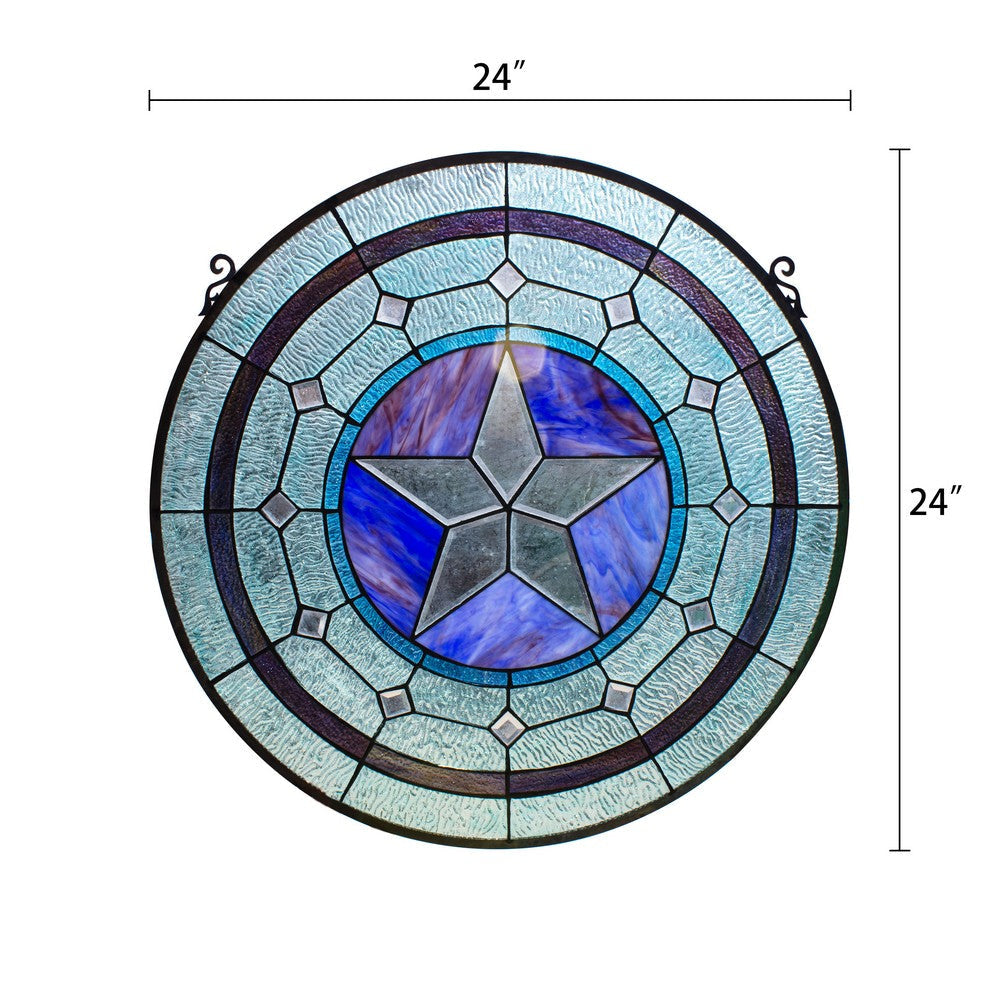 Lighting LONESTAR Tiffany-style Round Window Panel 24’’ Height CHL-CH8P004BG24-RND