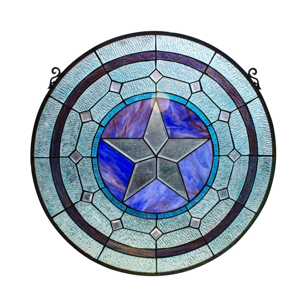 Lighting LONESTAR Tiffany-style Round Window Panel 24" Height