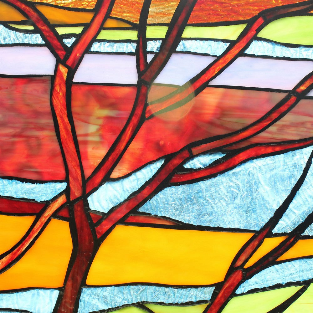 Chloe Lighting Dusk Tiffany-Style Landscape Stained Glass Window Panel 24’’ Height CHL-CH8P006OF24-VRT