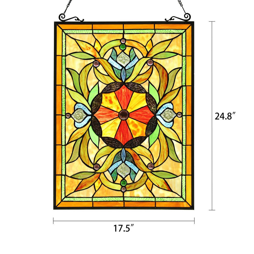 Chloe Lighting Adelia Tiffany-Style Victorian Stained Glass Window Panel 24’’ Height CHL-CH8P012GV24-VRT