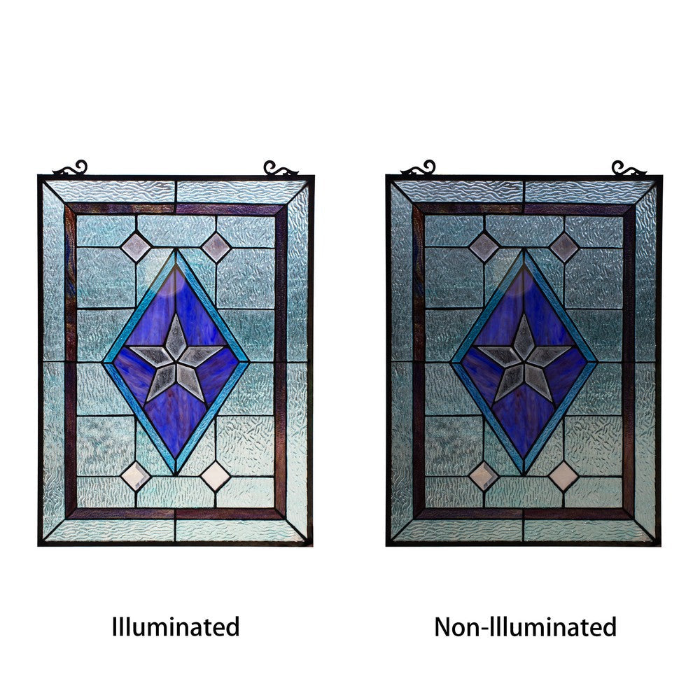 Lighting LONESTAR Tiffany-style Rectangular Window Panel 24’’ Height CHL-CH8P014BG24-VRT