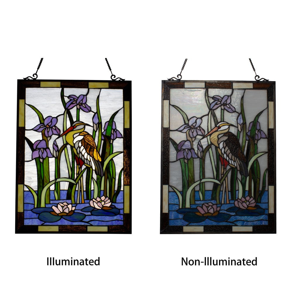 Lighting CRANE Tiffany-style Animal Window Panel 24’’ Height CHL-CH8P015PF24-VRT
