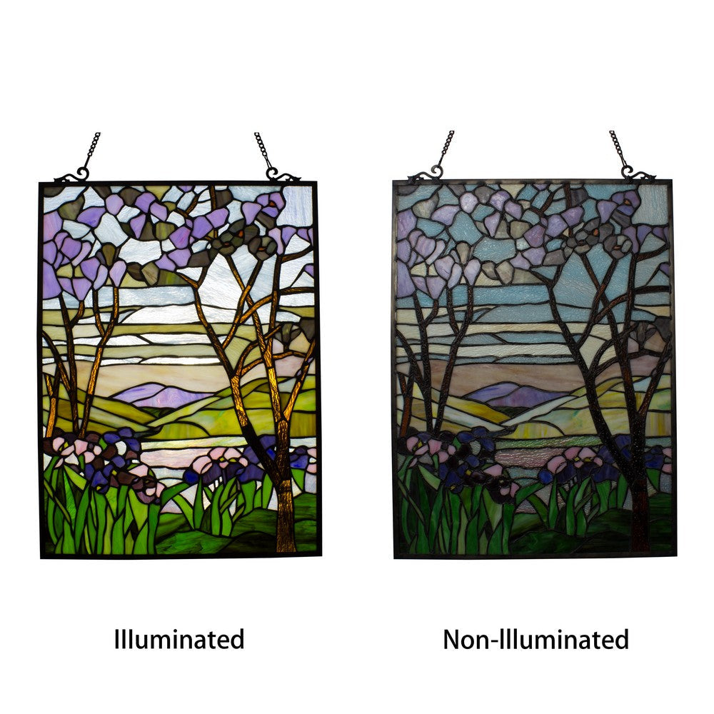 Lighting VALLEY Tiffany-style Rectangular Floral Window Panel 24’’ Height CHL-CH8P018PF24-VRT