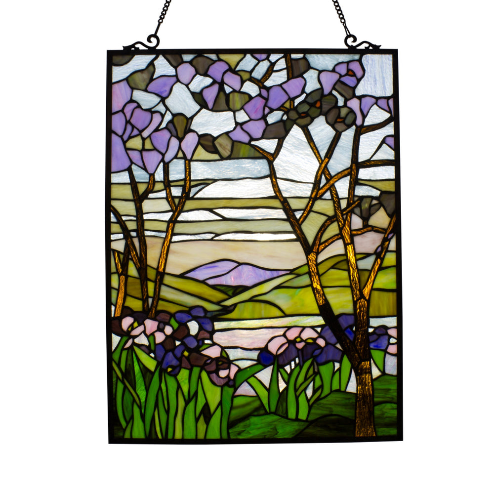 Lighting VALLEY Tiffany-style Rectangular Floral Window Panel 24" Height
