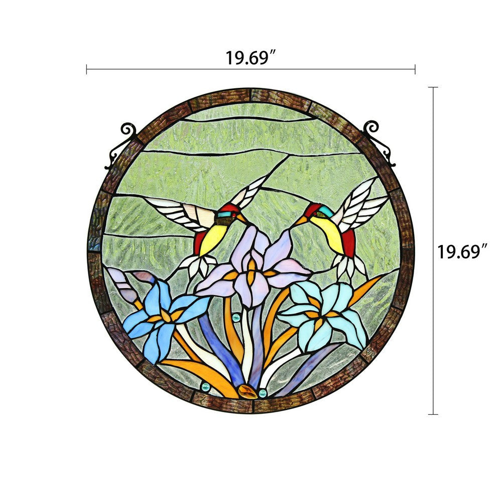Chloe Lighting Crimson Topaz Tiffany-Style Animal Stained Glass Window Panel 20’’ Height CHL-CH8P022BA20-RND
