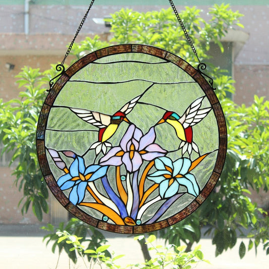 Chloe Lighting Crimson Topaz Tiffany-Style Animal Stained Glass Window Panel 20" Height