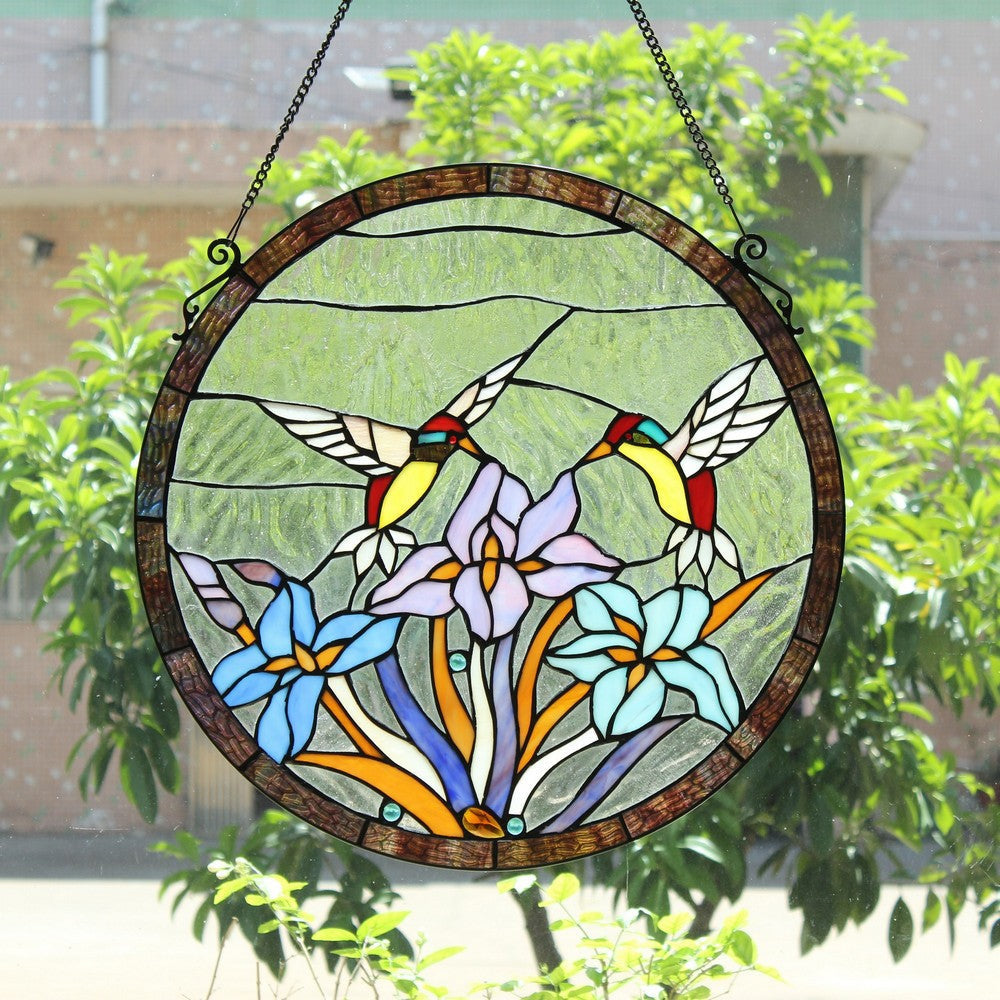 Chloe Lighting Crimson Topaz Tiffany-Style Animal Stained Glass Window Panel 20’’ Height CHL-CH8P022BA20-RND