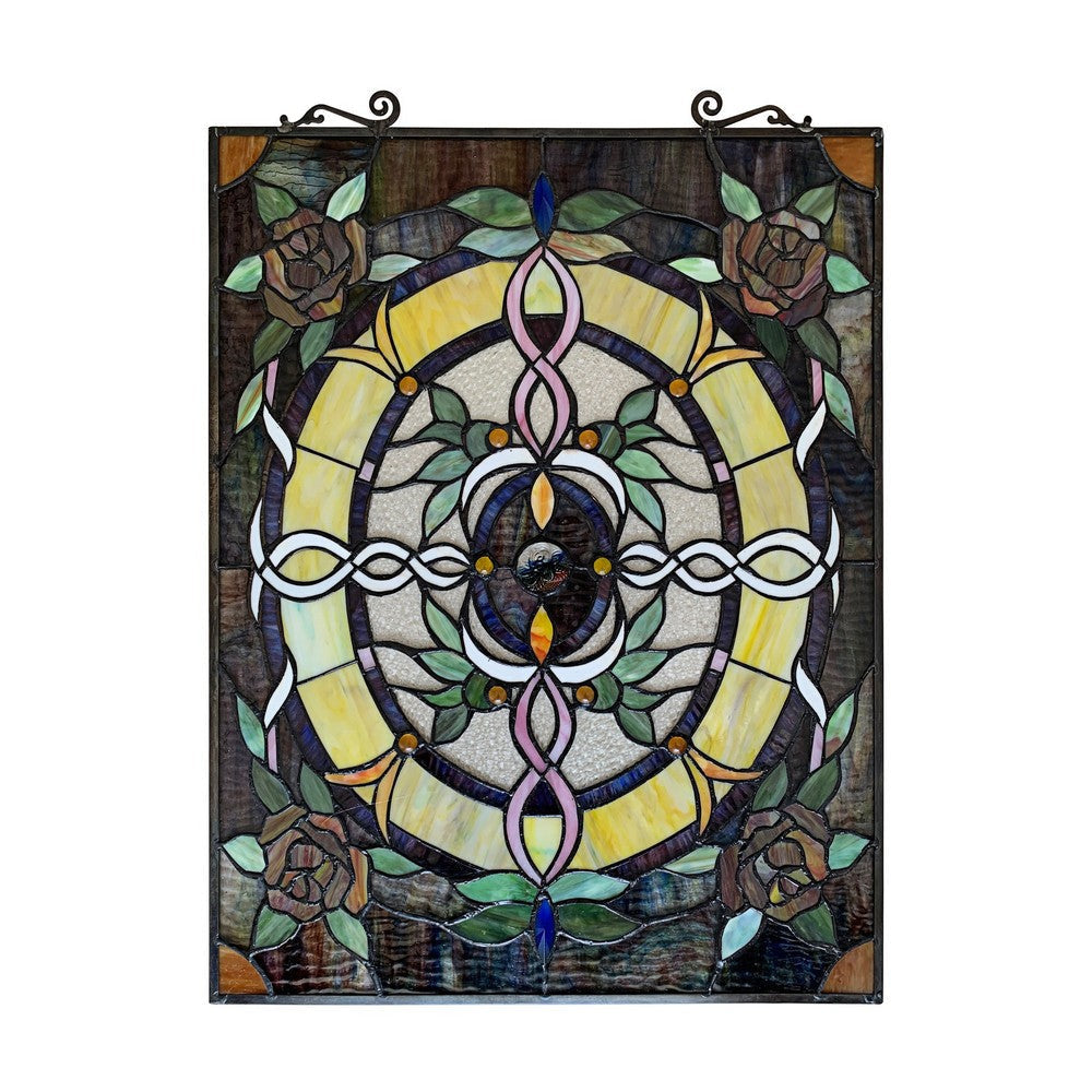Chloe Lighting Bonica Tiffany-Style Floral Stained Glass Window Panel 24’’ Height CHL-CH8P023RF24-VRT