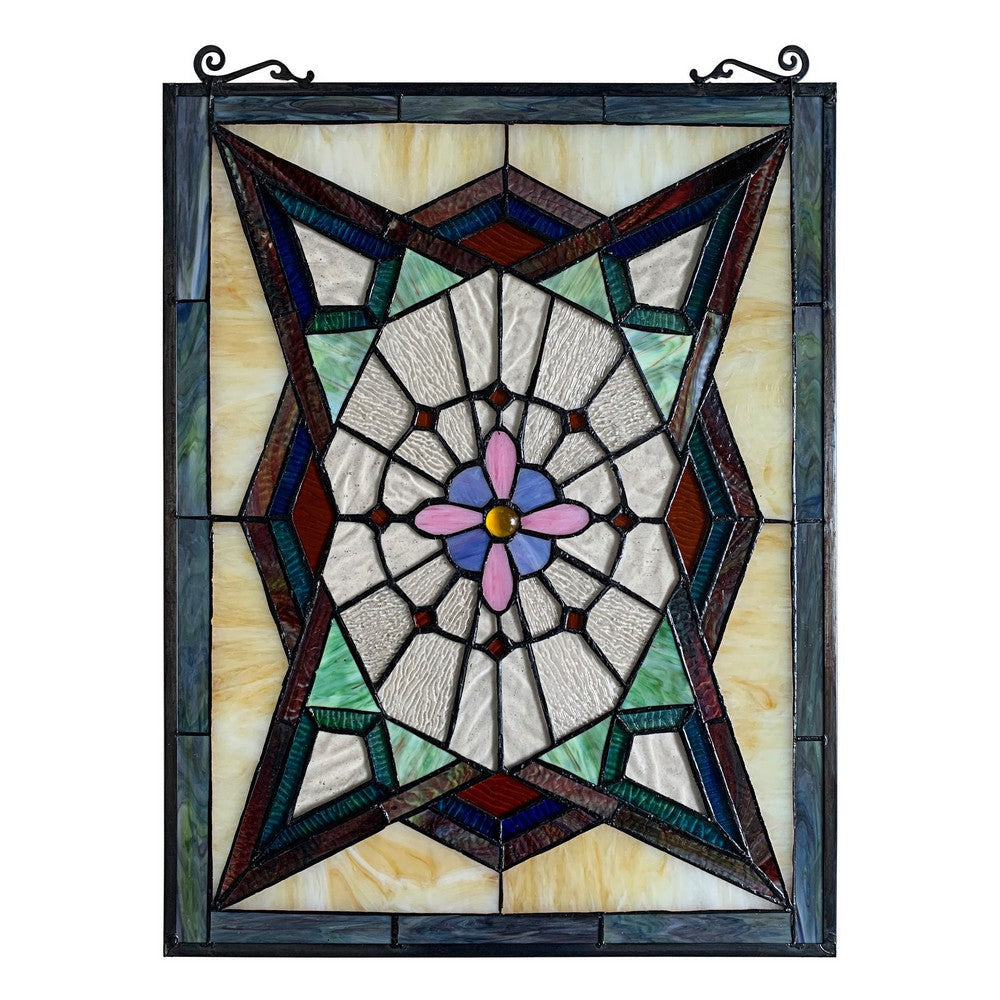 Chloe Lighting Eminent Tiffany-Style Geometric Stained Glass Window Panel 25’’ Height CHL-CH8P024GG25-VRT
