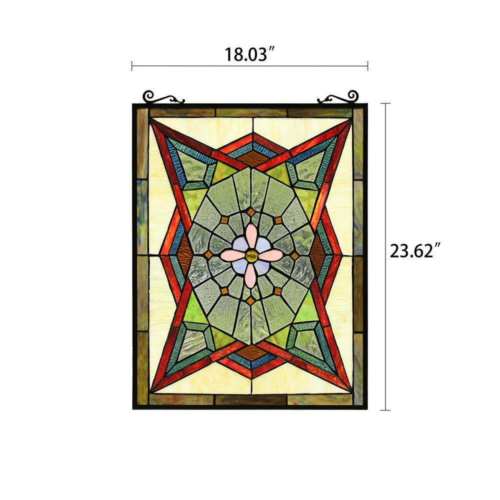 Chloe Lighting Eminent Tiffany-Style Geometric Stained Glass Window Panel 25’’ Height CHL-CH8P024GG25-VRT